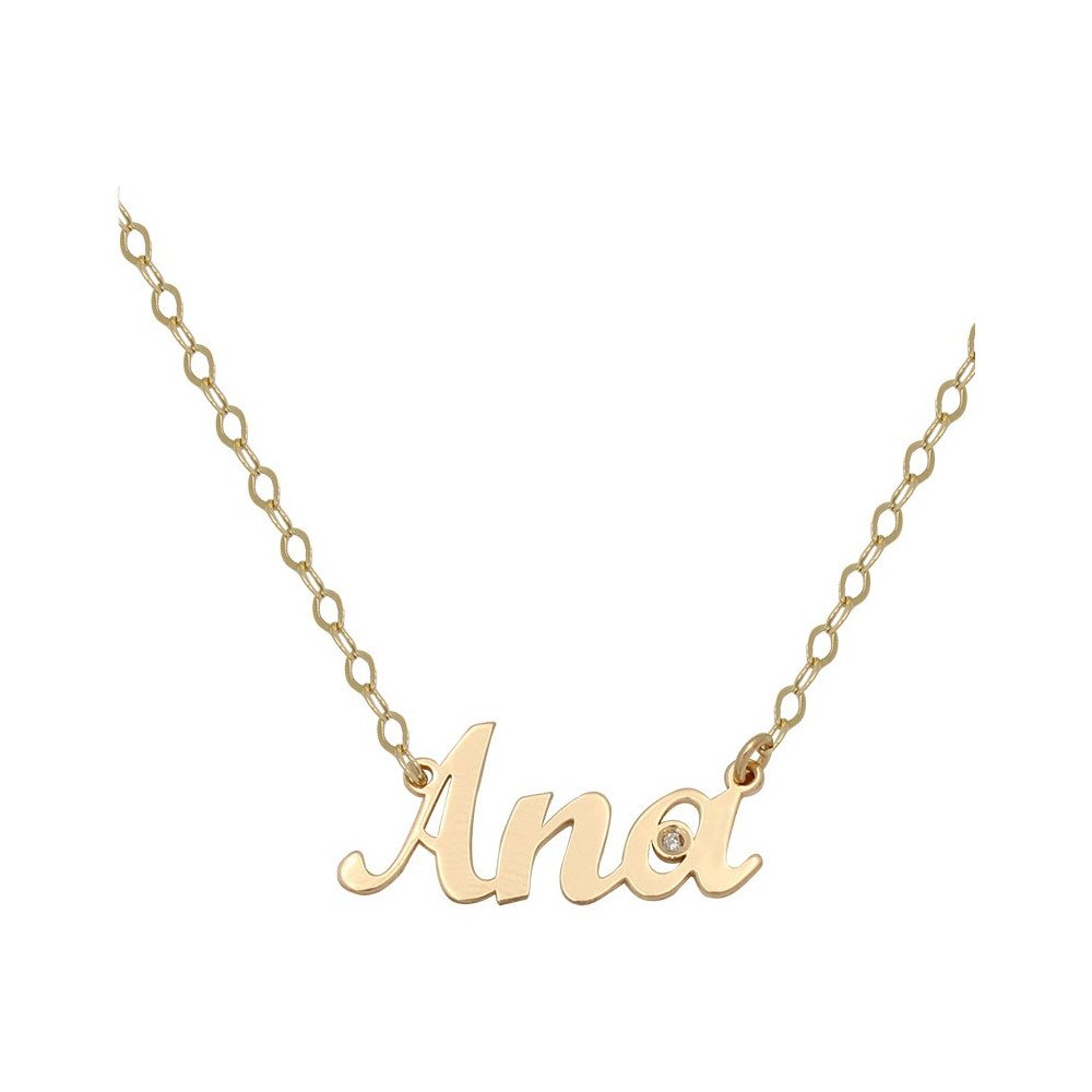 GARGANTILLA NOMBRE PERSONALIZABLE + DIAMANTE ORO AMARILLO 18 KL