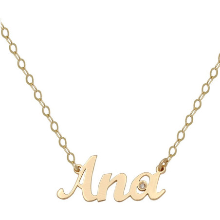 GARGANTILLA NOMBRE PERSONALIZABLE + DIAMANTE ORO AMARILLO 18 KL