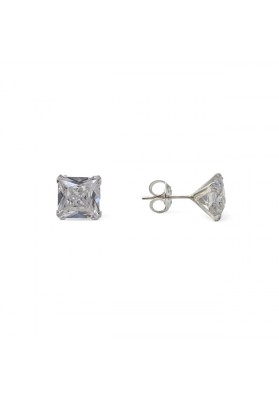 PENDIENTES GARRA CUADRADO CON CIRCONITA PLATA DE LEY 4X4 MM