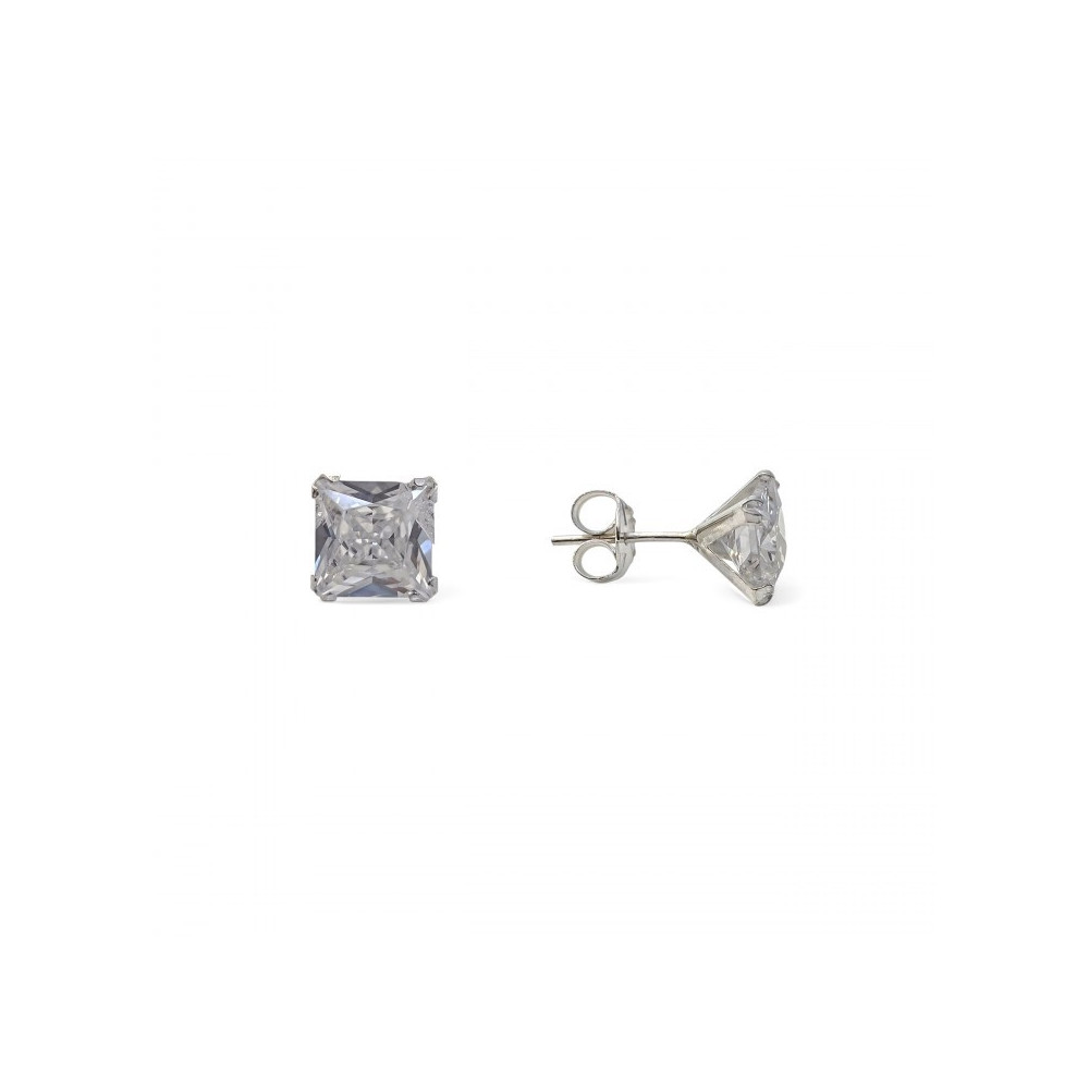 PENDIENTES GARRA CUADRADO CON CIRCONITA PLATA DE LEY 4X4 MM