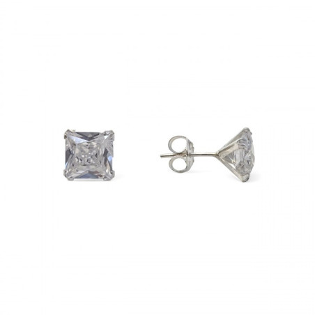 PENDIENTES GARRA CUADRADO CON CIRCONITA PLATA DE LEY 4X4 MM