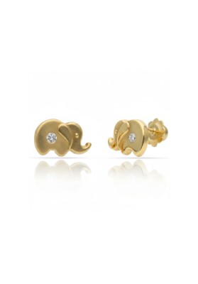 PENDIENTES ORO 18KL ELEFANTES CON CIRCONITA