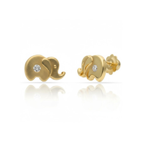 PENDIENTES ORO 18KL ELEFANTES CON CIRCONITA