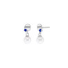 PENDIENTES MAREA PLATA ESPINELA AZUL Y PERLA D0351/BA