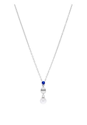 COLLAR MAREA PLATA ESPINELA AZUL Y PERLA  D03507/BA