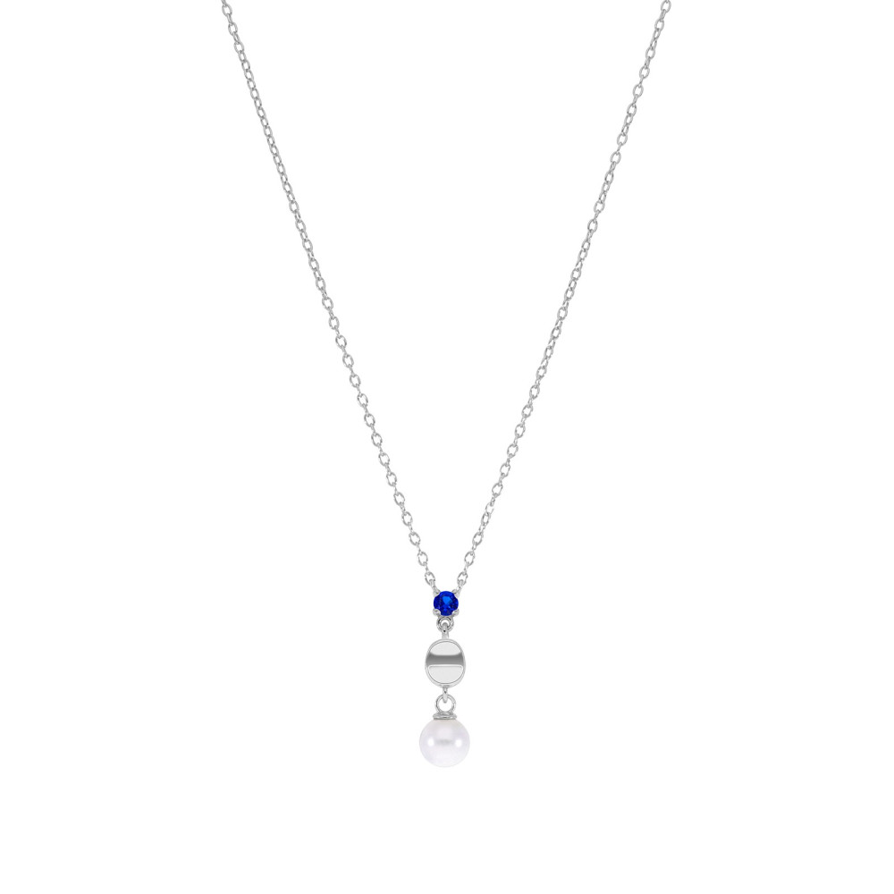 COLLAR MAREA PLATA ESPINELA AZUL Y PERLA  D03507/BA