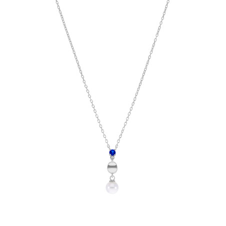 COLLAR MAREA PLATA ESPINELA AZUL Y PERLA  D03507/BA