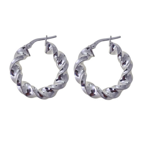 PENDIENTES ARO RELIADO PLATA DE LEY 15 MM