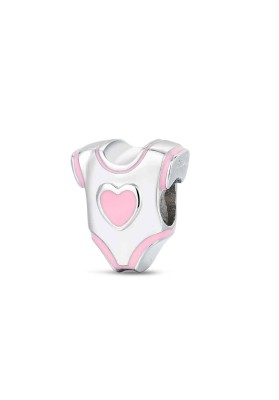 CHARM PLATA A TU LADO BODY BEBÉ ESMALTE ROSA