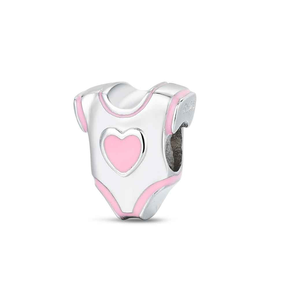 CHARM PLATA A TU LADO BODY BEBÉ ESMALTE ROSA