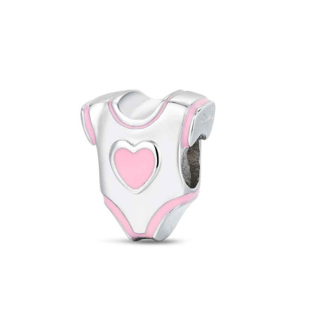CHARM PLATA A TU LADO BODY BEBÉ ESMALTE ROSA
