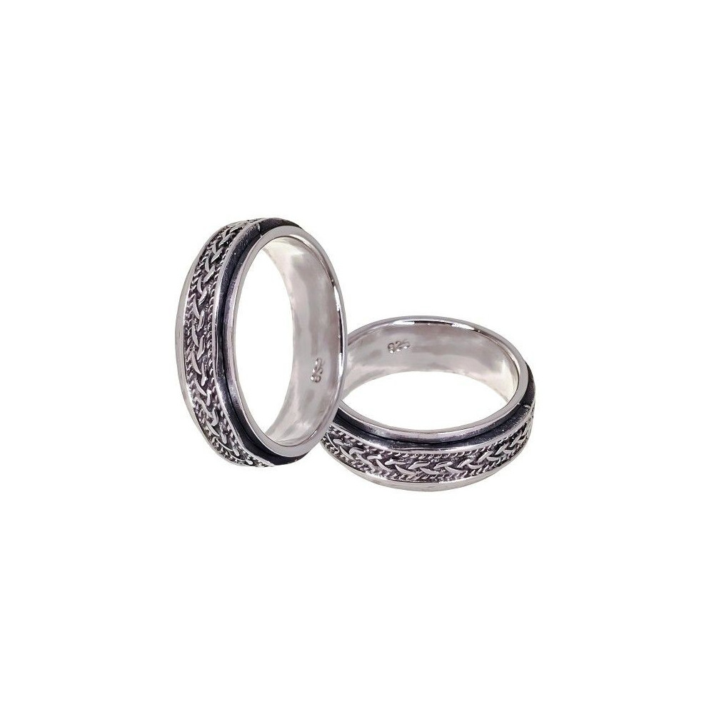 ANILLO HOMBRE CON MOTIVOS PLATA DE PRIMERA LEY 8 MM