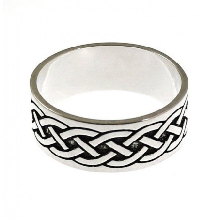 ANILLO HOMBRE CON MOTIVO ENTRELAZADO PLATA DE PRIMERA LEY 8 MM