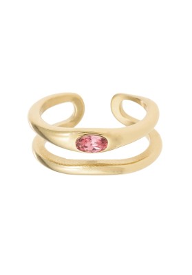 ANILLO ACERO BAÑADO ORO KYLIE CIRCONITA ROSA