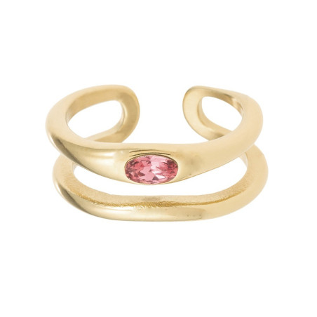 ANILLO ACERO BAÑADO ORO KYLIE CIRCONITA ROSA