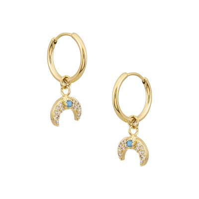 PENDIENTES MEDIA LUNA ARO 12MM ACERO CHAPADO EN ORO