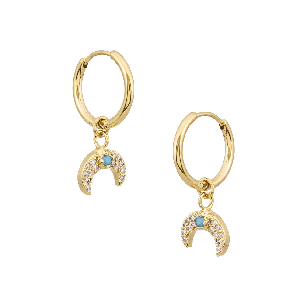 PENDIENTES MEDIA LUNA ARO 12MM ACERO CHAPADO EN ORO