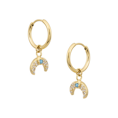 PENDIENTES MEDIA LUNA ARO 12MM ACERO CHAPADO EN ORO