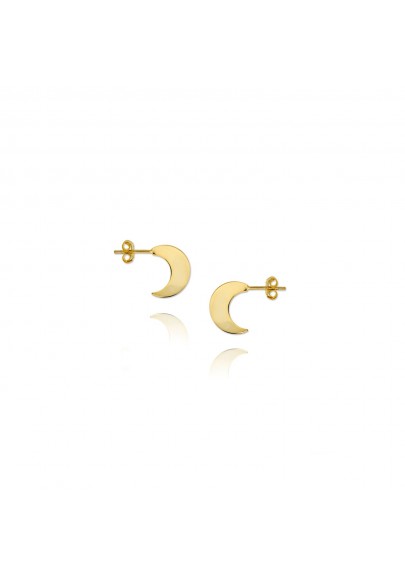 PENDIENTES LUNA PLATA DE LEY BAÑO DE ORO