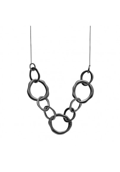 HEMATITE PLATED CIRCLES NECKLACE