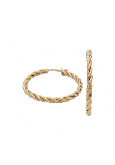 18K GOLD 15 MM TWISTED HOOP EARRINGS