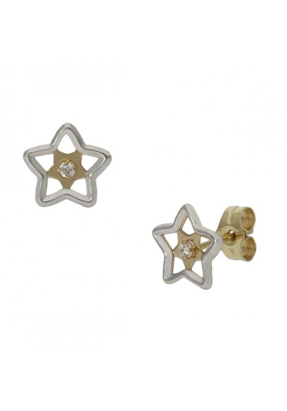 PENDIENTES BICOLOR ORO 18 KL ESTRELLAS