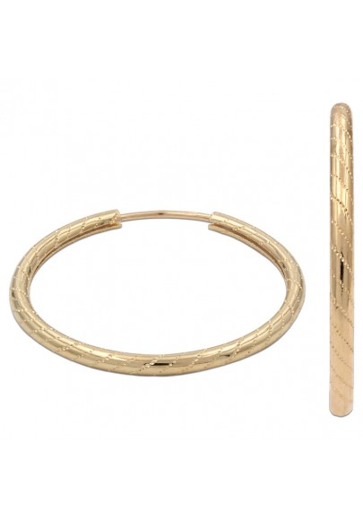 18K GOLD ENDLESS HOOP EARRINGS. 21 MM TUBE