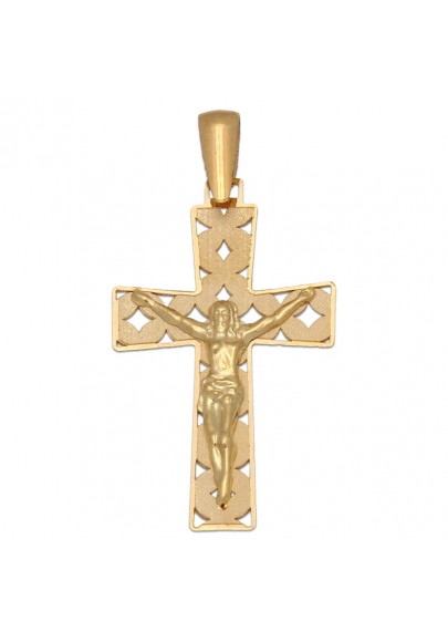 18K GOLD CROSS PENDANT-16X27MM