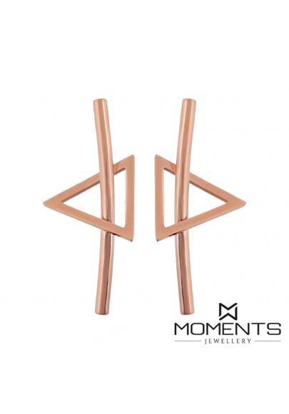 ROSE GOLD PLATED STAINLESS STEEL BAR & TRIANGLE EARRRINGS