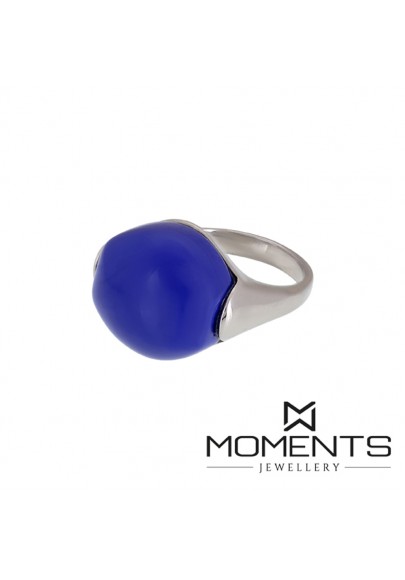 ANILLO ÁGATA OVAL AZUL ACERO