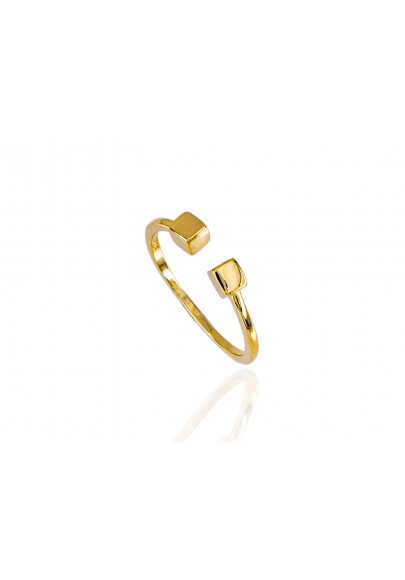 GOLD PLATED STERLING SILVER CUBE RING