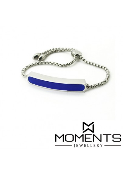 STAINLESS STEEL BLUE CRYSTAL BAR BRACALET