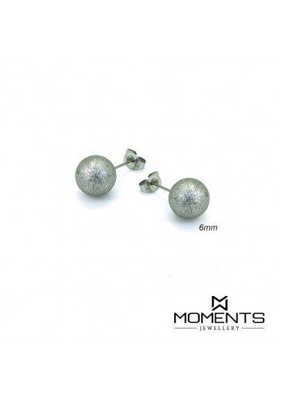 MATT STAINLESS STEEL 6 MM BALL EARRINGS