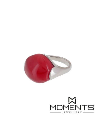 STAINLESS STEEL RED AGATE RING