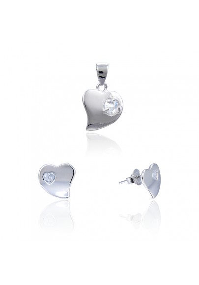 CONJUNTO EN PLATA DE LEY DISEÑO CORAZÓN