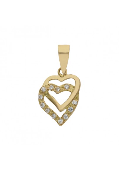 18K GOLD TWO HEARTS PENDANT