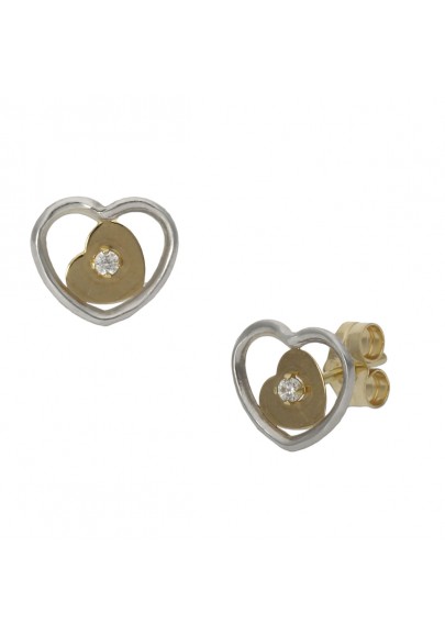 PENDIENTES BICOLOR ORO 18 KL CORAZÓN