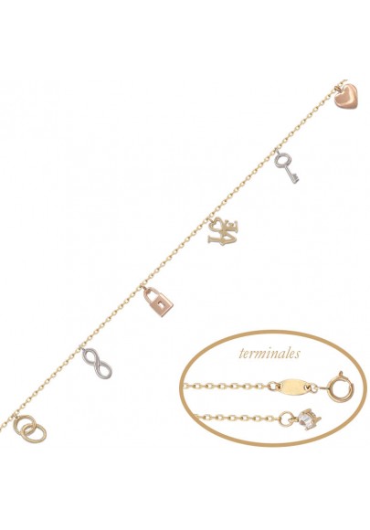 18K TRICOLOR GOLD CHARMS BRACELET