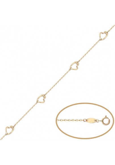 PULSERA CUATRO CORAZONES ORO 18 KL